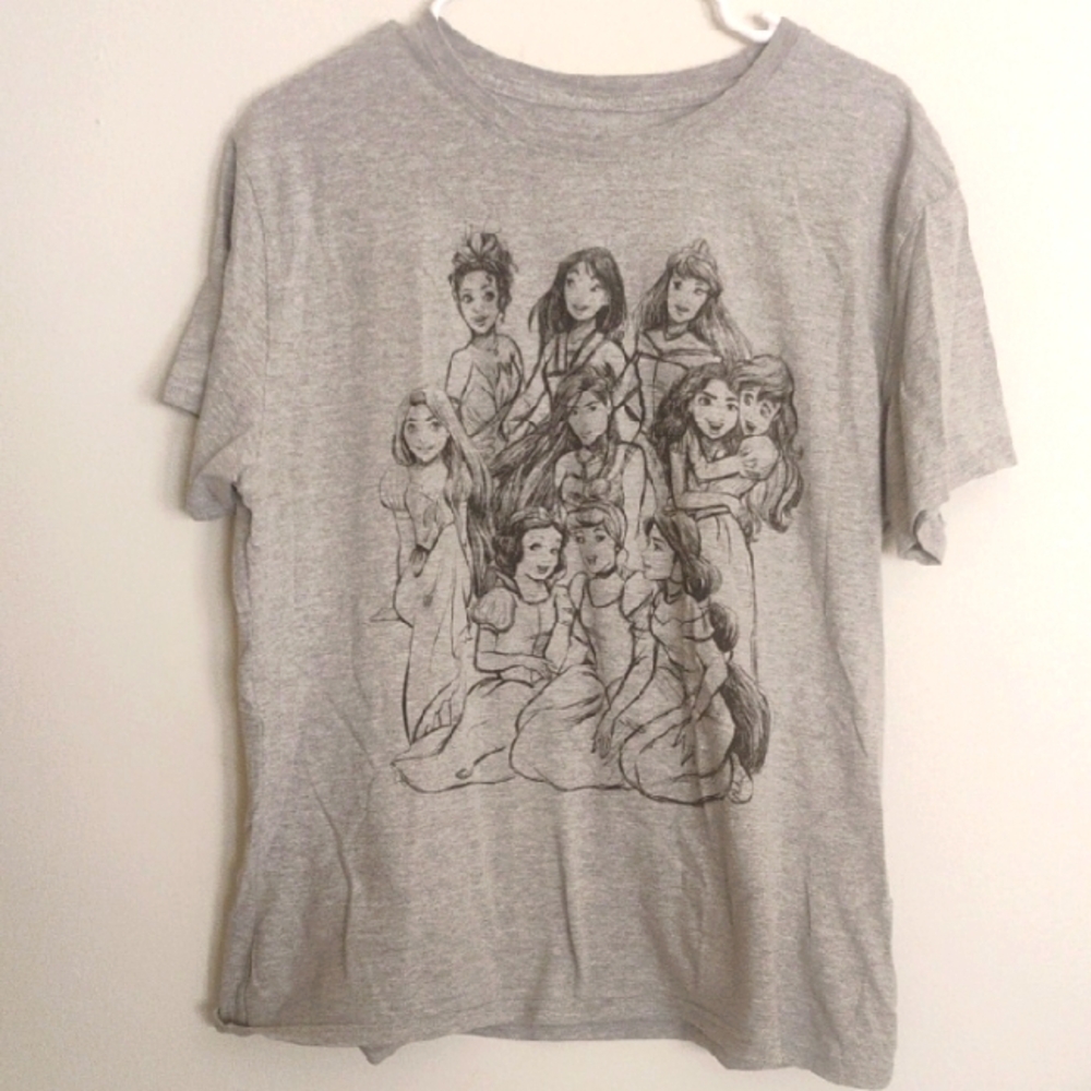 Disney Gray Artistic Sketch Short Sleeve Tee XXL